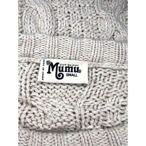 Show Me Your Mumu Women’s Small Clark Cable Knit Sweater White Truffle Crewneck - Picture 6 of 7